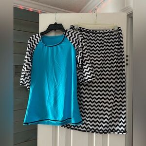 Blue and Black Chevron Dress Set